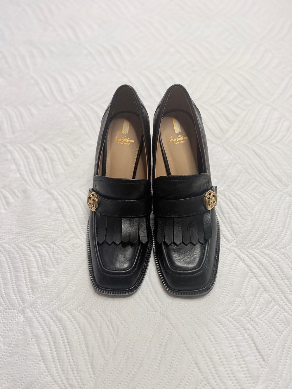 Sam Edelman Quinly Women’s Black Leather Kiltie Loafers with Block Heel. Size 10 - Picture 2 of 9